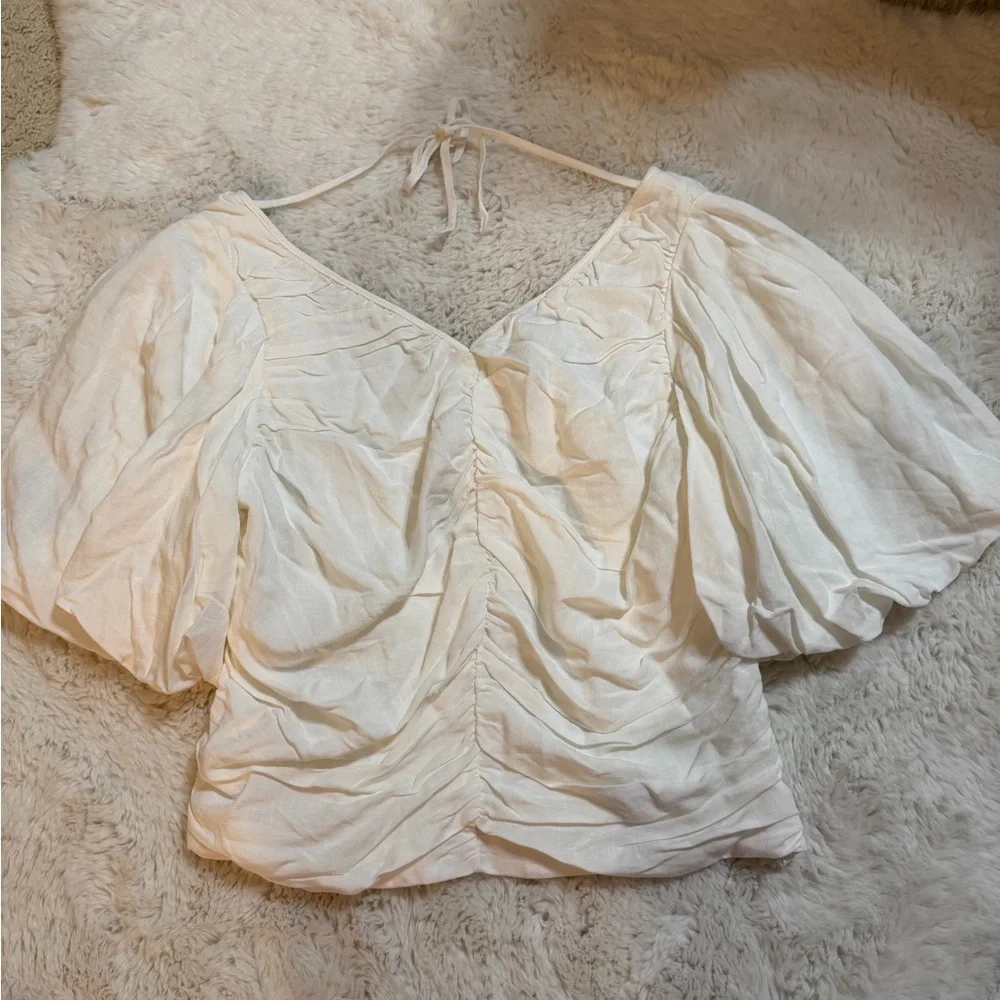 NEW! Anthropologie Cream Puff Sleeve Blouse